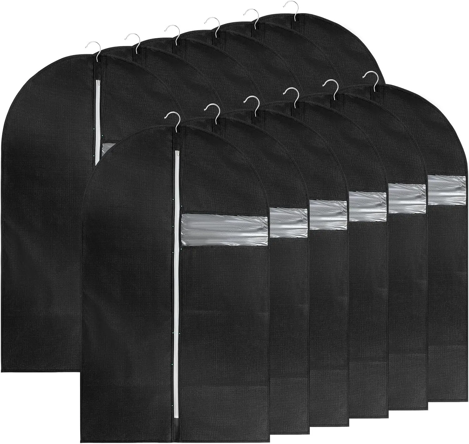 

12 Pack Suit Bags Garment Bag for Men Storage 40 x 24 inch Clothes Cover with Clear Window and ID Card Holder for Suit J