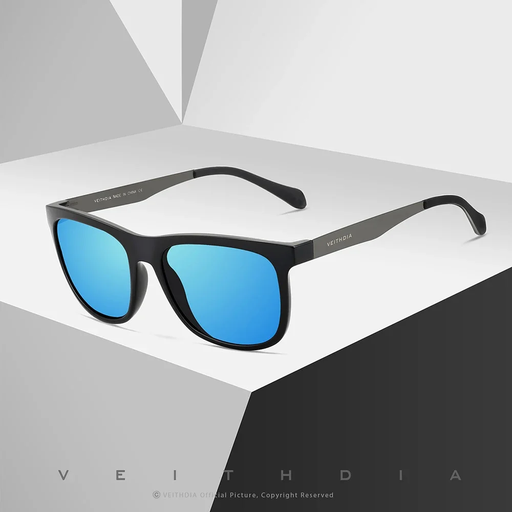 VEITHDIA Sunglasses Square Retro Vintage Polarized UV400 Lens Eyewear Sun Glasses For Men/Women Stainless Steel + TR90  VT611