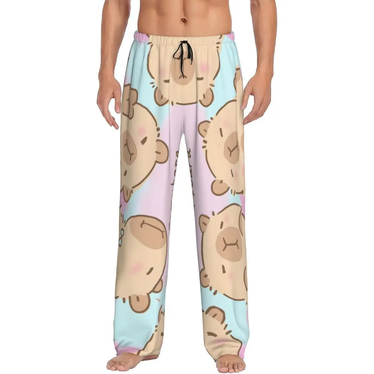 

Custom Capybara Pajama Pants Men Cute Anime Sleepwear Lounge Sleep Bottoms Stretch with Pockets