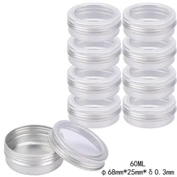 12/24/8/96pcs 60ml Metal Candle Jar Aluminum Tin Jars With Window Refillable Bottles Lip Balm Cosmetic Container Sample Jar