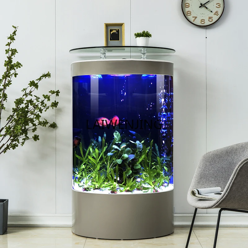 HLZ semi-circular water-free small aquarium European floor-to-wall goldfish tank