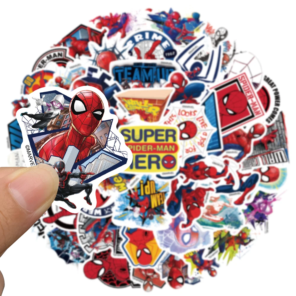 10/50PCS Disney Spiderman Superhero Marvel Stickers Avenger Skateboard Guitar Laptop Luggage Cartoon Waterproof Sticker Kid Toys