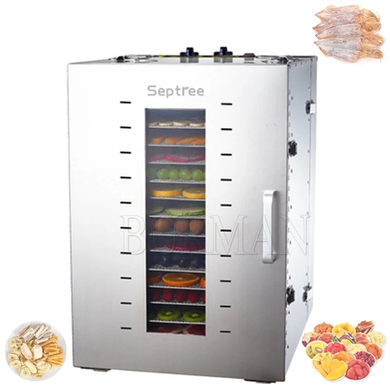 16 Layers Trays  Fruit Dryer Vegetable Meat Drying Machine  Rotate Button Visual Gate