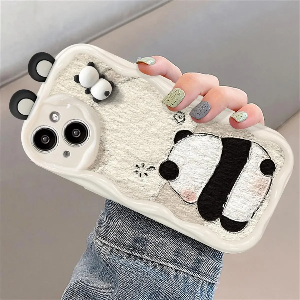 Cartoon 3D Panda Ears Phone Case For Samsung Galaxy S25Ultra S25 S24 S23 Ultra Plus FE A35 A34 A55 A15 A16 A54 A06 A24 cover