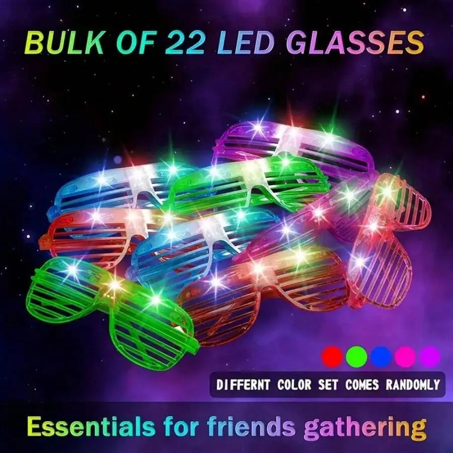 10-50PCS LED Glasses Light Up Glasses 6 Neon Colors Led Shutter Shades Glasses for Teens Adult Birthday Neon Party Favors Props