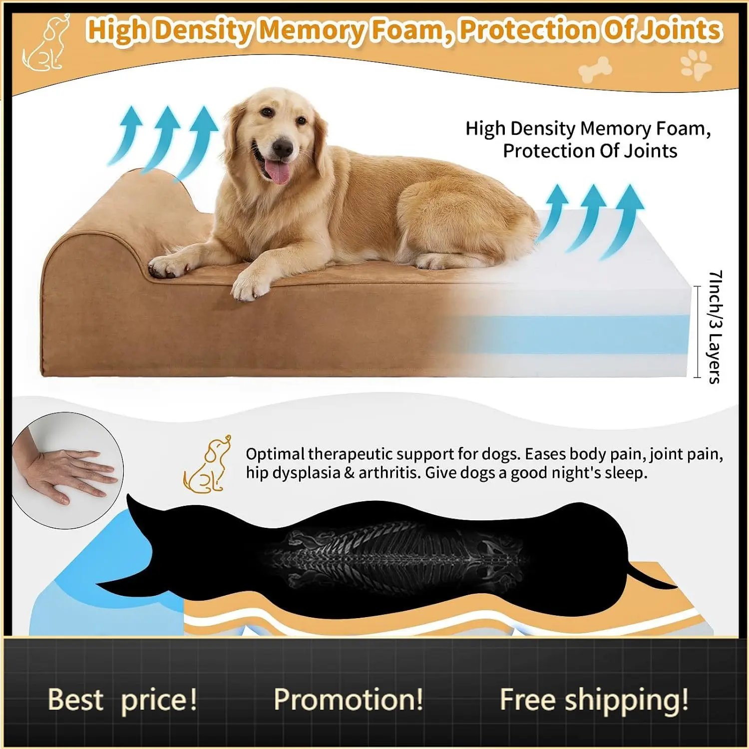 Orthopedic Dog Beds for Large Dogs, 7