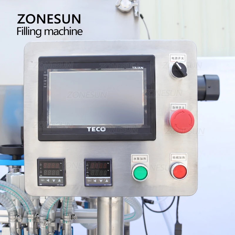 ZONESUN Paste Filling Machine ZS-YTCT4P Constant Temperature Max 80 ºC Mixing Feeding Butter Food Packaging Production Machinery