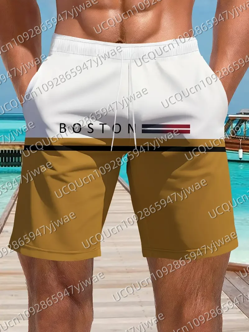

Men's BOSTON Print Beach Shorts Casual Unisex Gym Fitness Men's Trousers Summer Women Shorts Sport Beach Shorts