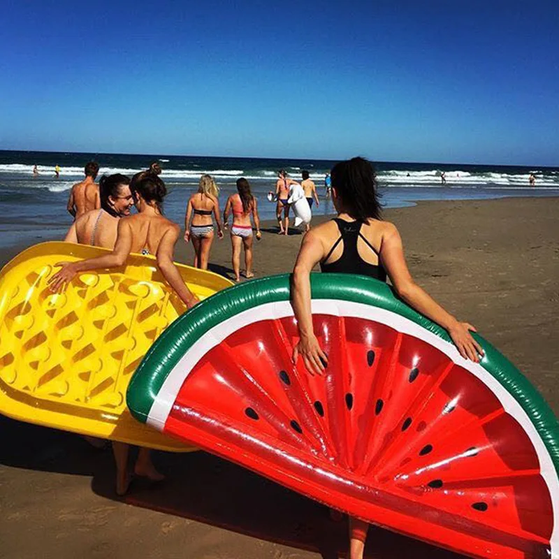 Inflatable Giant Pool Float Mattress Toys Watermelon Pineapple Cactus Beach Swimming Ring Fruit Float Air Mattress