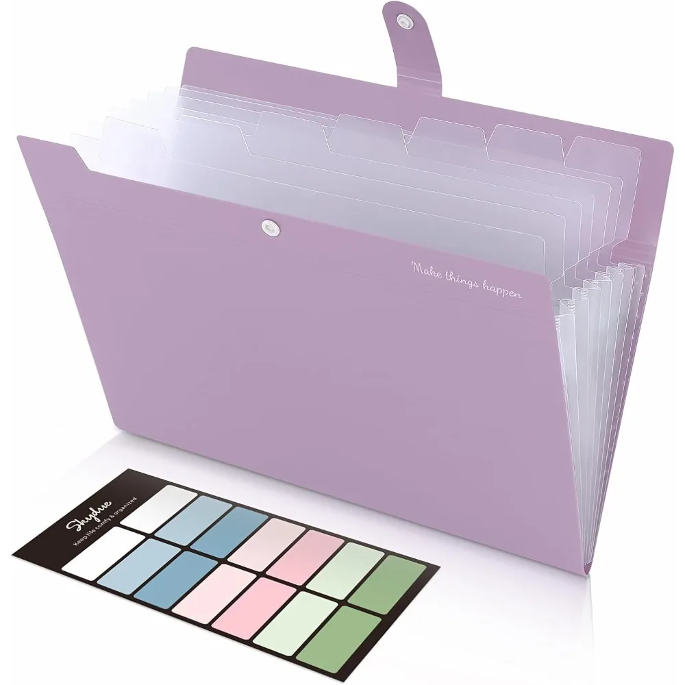 

Portable A4 Letter Size Accordion File Organizer with 8 Pockets File Folder Document Organizer for Office Paper Purple