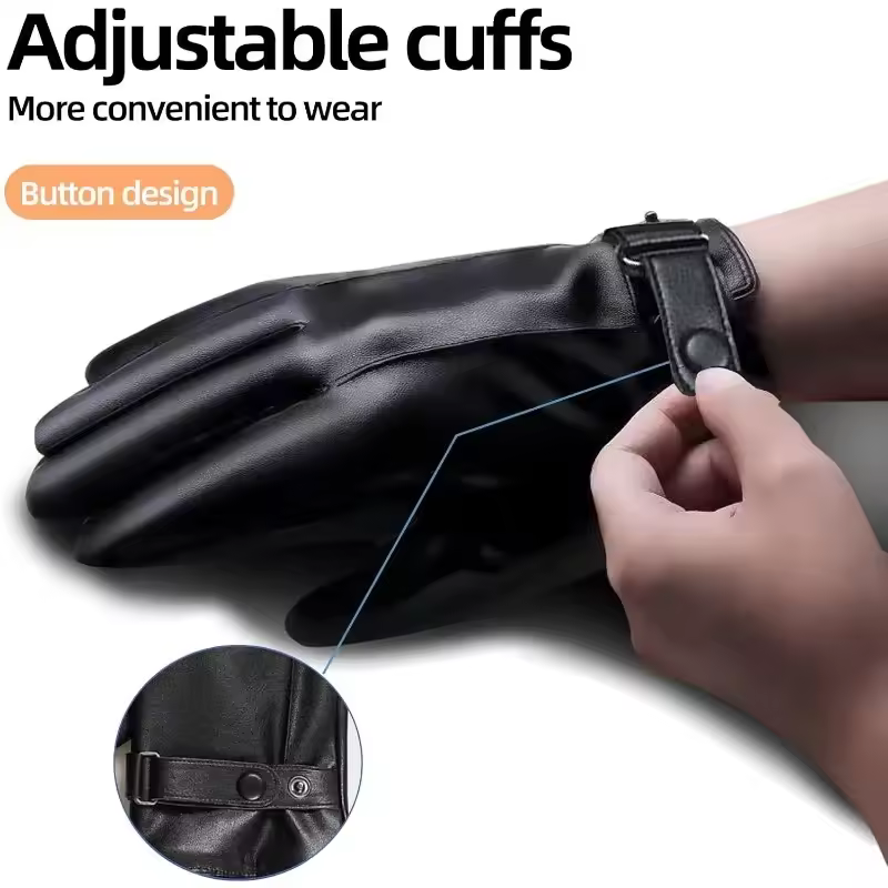כפפות חורף POONWEI | מראה עור יוקרתי, בטנת צמר ומסך מגע
