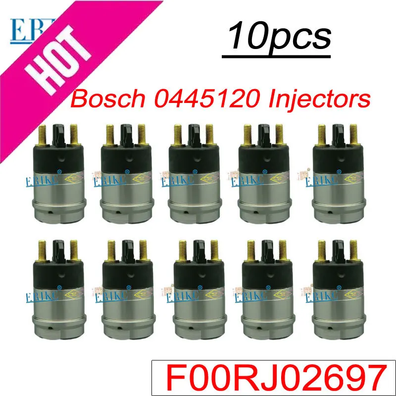 10 piezas F00RJ02697 bobina Common Rail parte F 00R J02 697 conjunto de inyector de combustible válvula solenoide F00R J02 697 para BOSCH Cummins 0445120