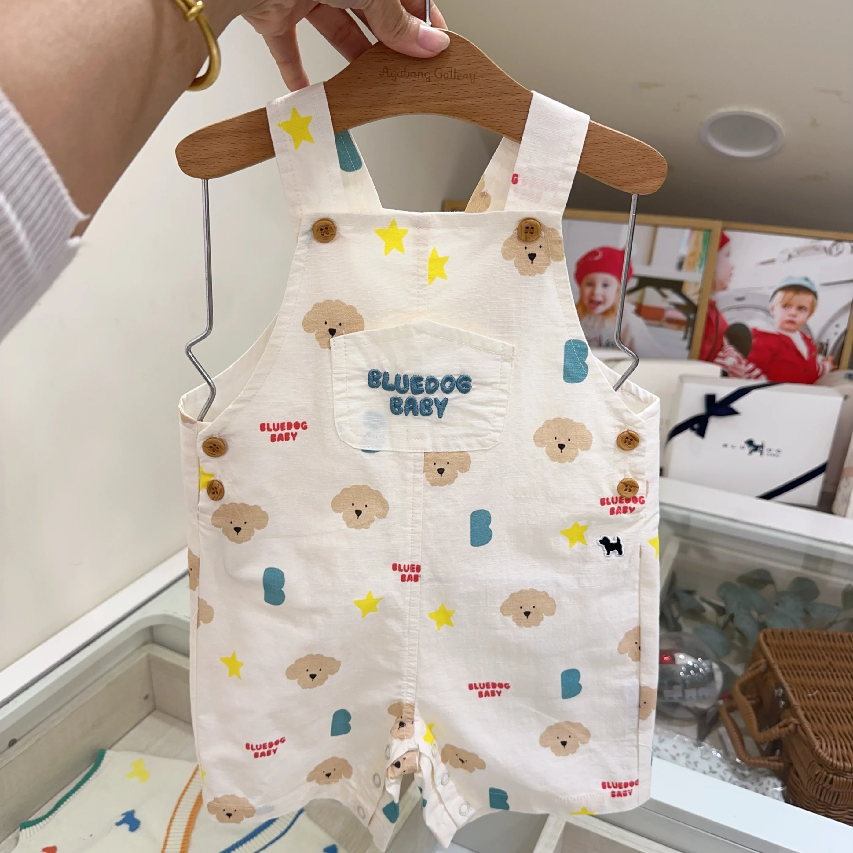 

Cute Casual Cartoon Print Overalls for Kids Summer Fashionable Boys Girls Trousers mid Waist Straight Leg Pants Half Length