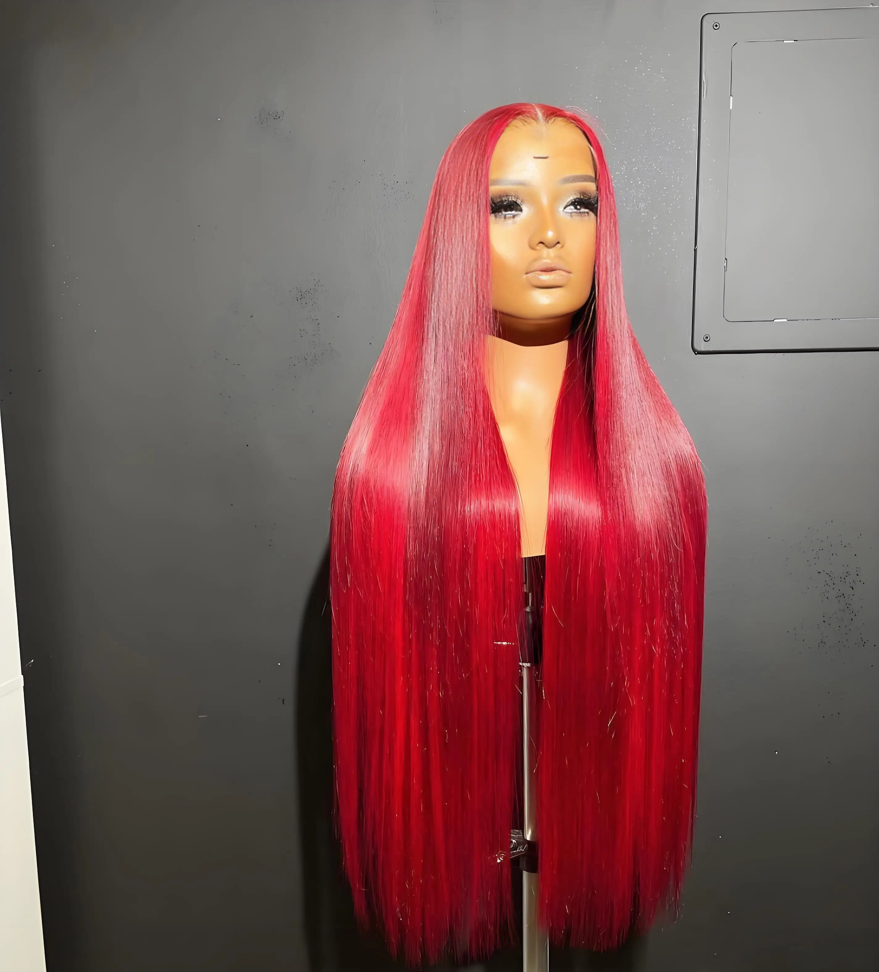 20-40 Inch 13x6 Straight Lace Frontal Wigs Hot Red Front Human Hair Wig Bond Straight Lace Front Human Hair Wigs For Women