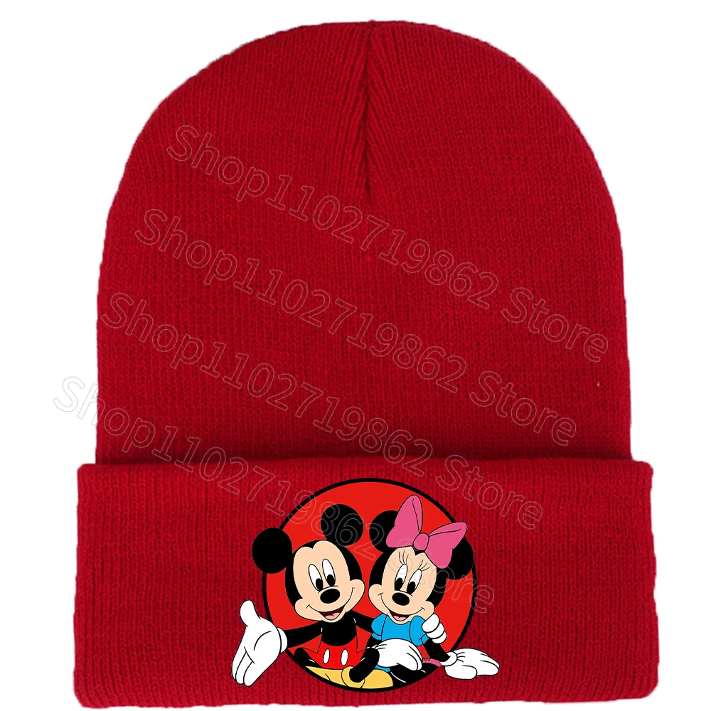 Minnie Mickey Mouse Cute Knitted Hats Disney Children Caps Anime Movie Character Pattern Bonnets Heat Preservation Comfortable