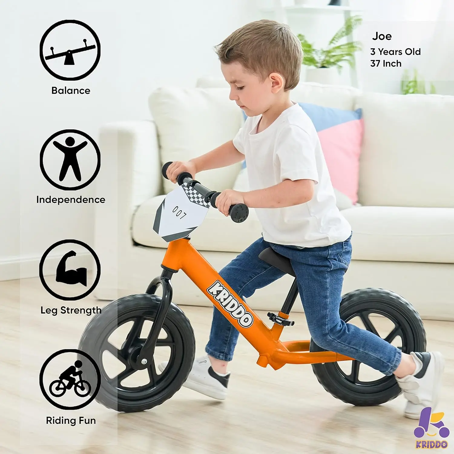 Bici senza pedali per bambini di 2 anni, età da 24 mesi a 5 anni, bicicletta a spinta da 12 pollici con piastra personalizzata (3 set di adesivi Inc