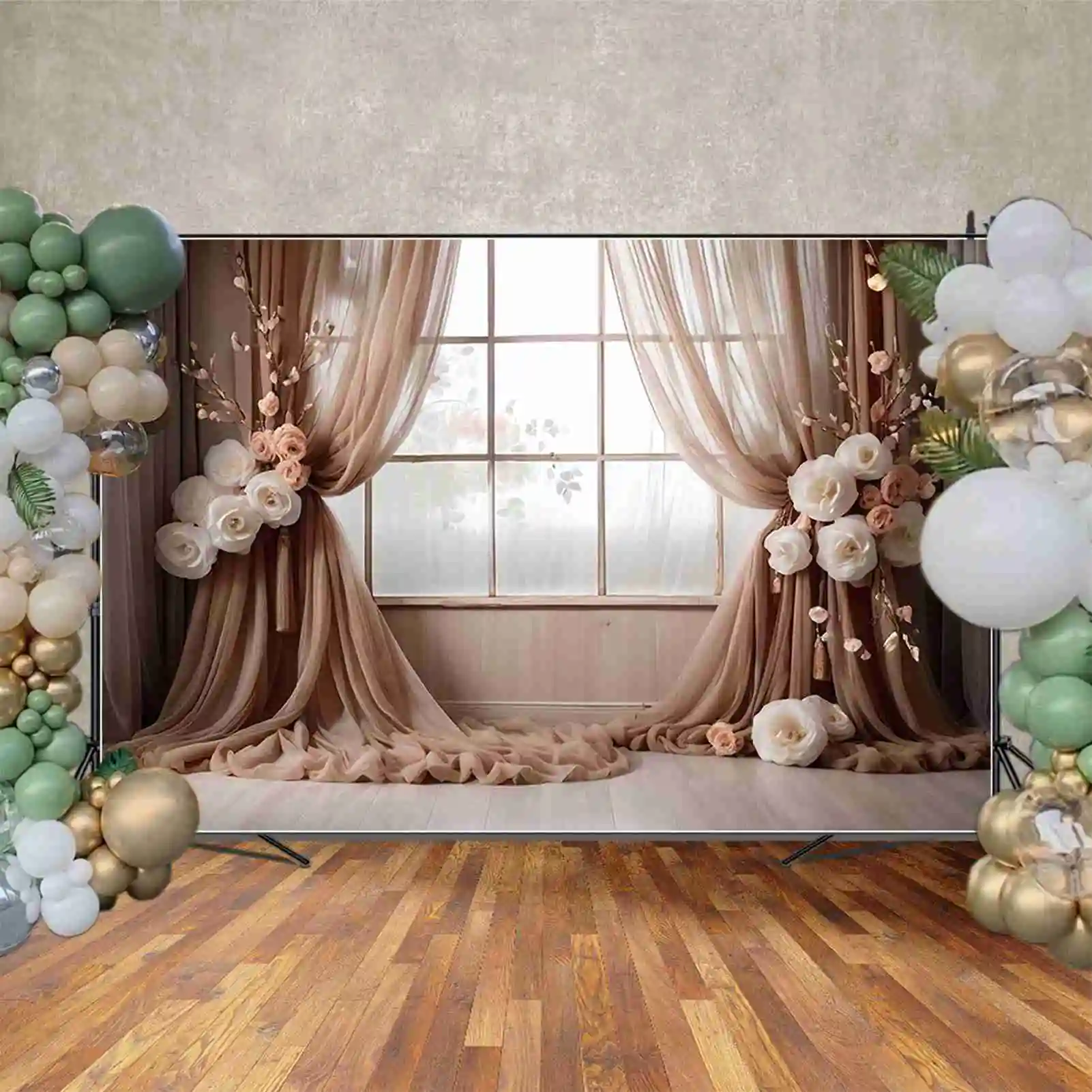 MOON.QG винтажное окно свадебный фон женские богемные занавески цветочные фоны под заказ Фотографические принадлежности