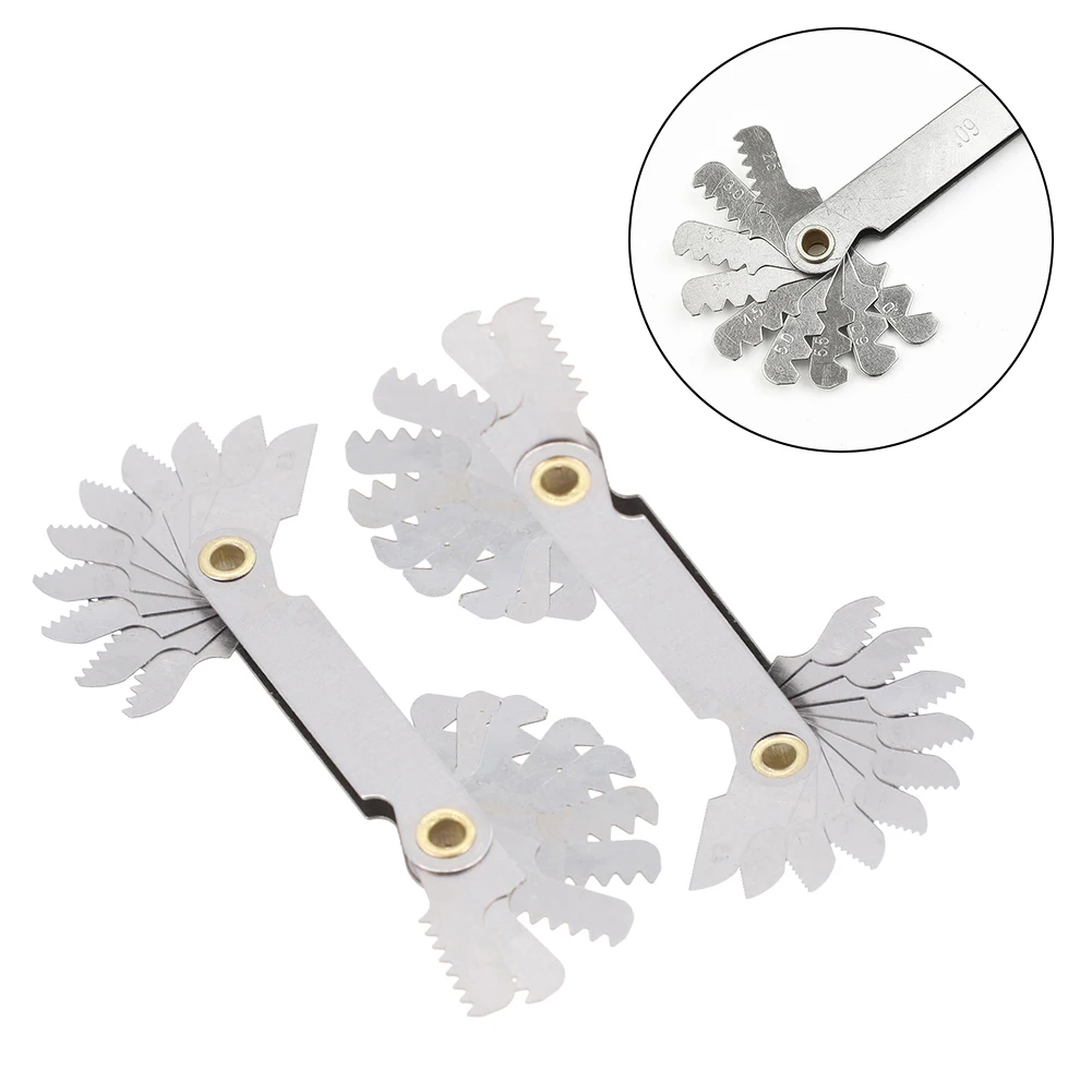 2PCS Metric Inch Thread Pitch Cutting Gauge Tool Set 55 Degree 60 Degree Gear Tooth Screw Pitch Gauges Measuring Tools