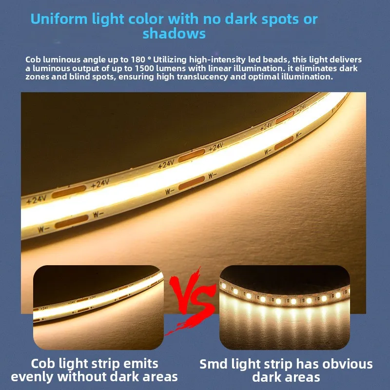 Luz cob de baixa tensão com faixa de luz led, dedo de exibição alto para sala de estar doméstica sem luz de linha de área escura