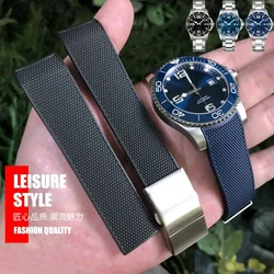 Rubber Silicone Watch Strap Waterproof Watchband for Longines Strap for Conquest HydroConquest L3.742 782 Series 21mm