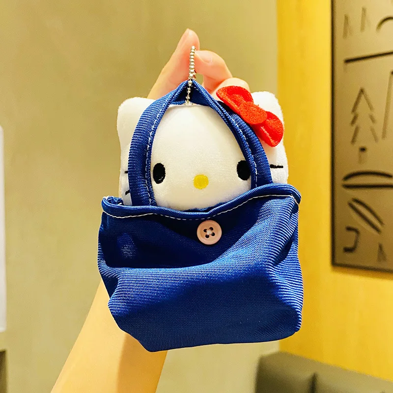 Sanrio Hello Kitty Y2K Plush Keychain Cute Cartoon Cinnamoroll Kuromi Children's Doll Toy Pendant Girls Backpack Pendant Gift