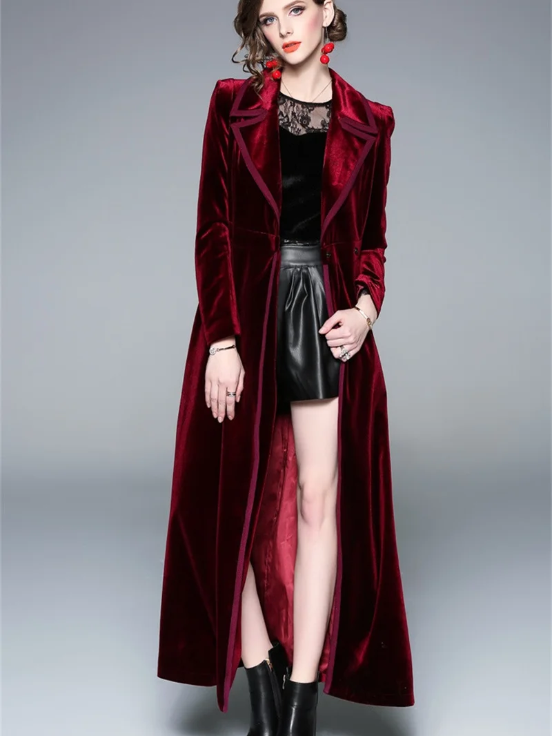 2025 mode Überlänge Pleuche Trenchcoat frauen Goldene Samt Windjacke Frühling Herbst Streetwear Oberbekleidung Schlank Mantel