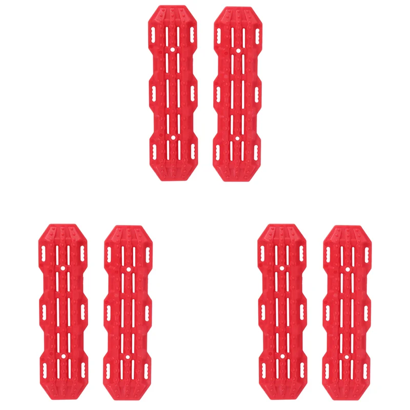 【Sleek Design】6Pcs Plastic Sand Ladder Recovery Ramps Board For 1:10 RC Crawler Axial SCX10 Tamiya CC01 TRX-4 D90 MST CFX,Red