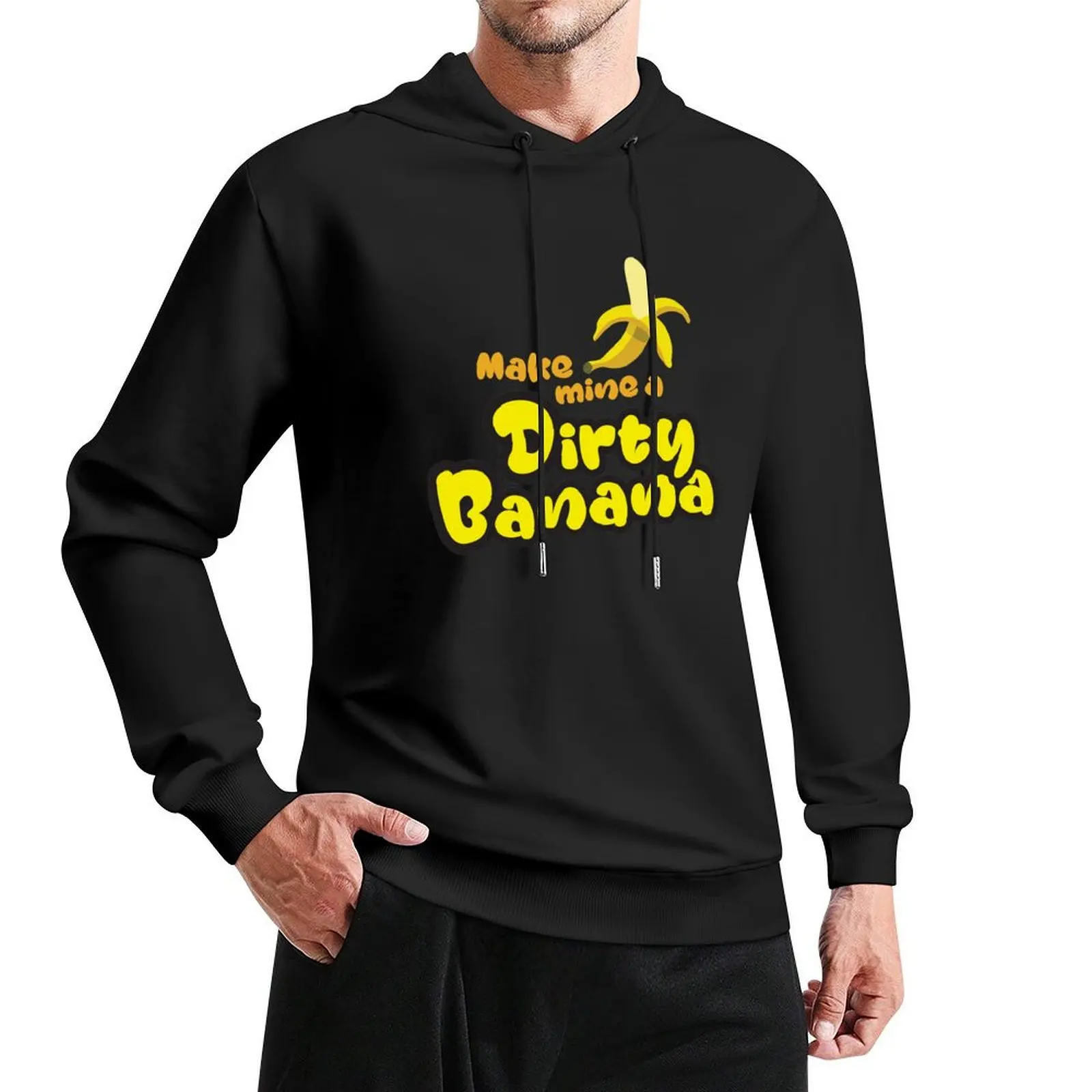 Dirty Banana - Cocktail - Yellow and Black Pullover Hoodie men's clothing male clothes new hooded tee