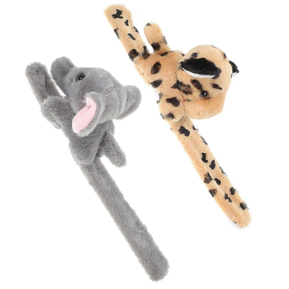 

2Pcs Slap Bracelets Jungle Theme Animal Snap Wristb s Kids Party Supplies Elephant Leopard Cartoon Stuffed Toys