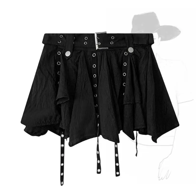 Mini Falten rock unregelmäßige Gothic Frauen Punk y2k ästhetische hohe Taille A-Linie kurzen Rock 90er Jahre Vintage Harajuku Streetwear