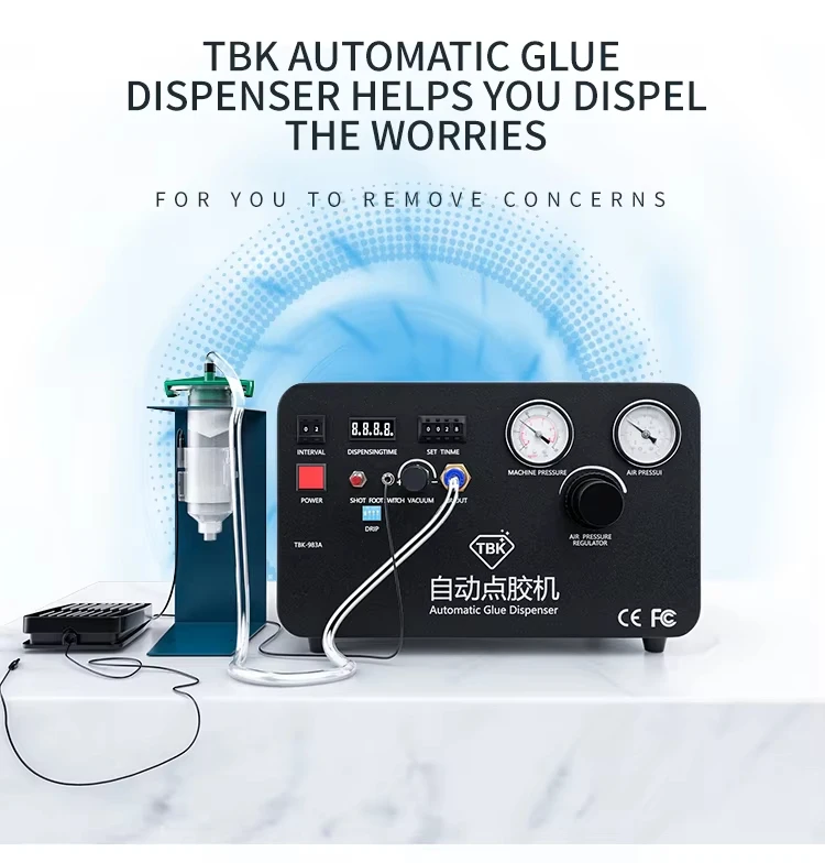 Automatic Glue Dispenser 983A Built‑in Air Compressor, High Precision for Phone Mobile Phone Screen Frame Repair Refurbishment