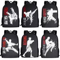 Mochila escolar con estampado de KARATE JUDO para adolescentes, niños y niñas, Taekwondo 3D, mochilas escolares para estudiantes