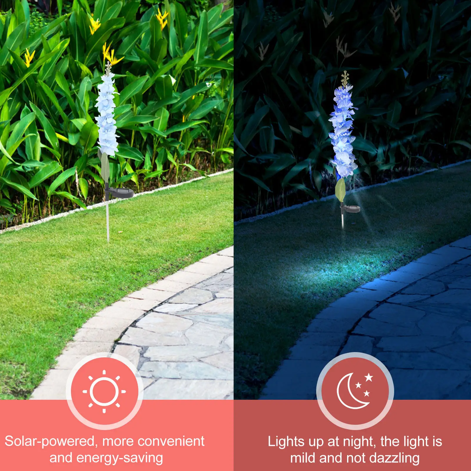 Outdoor Landscape Lamp Pathway Light outside Solar Lights Yard Park Decorative Ground Insert Flower