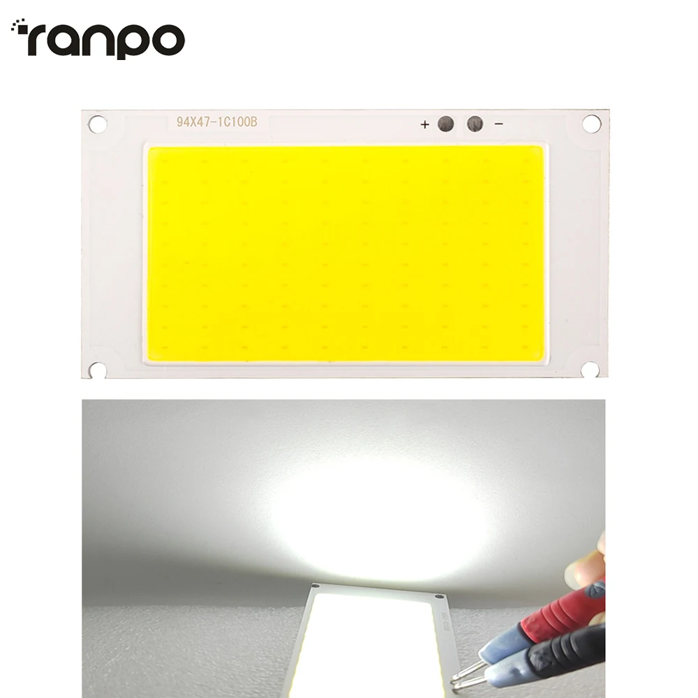 Chip COB de DC3V-3.7V para luz de inundación, lámpara de foco LED para iluminación del hogar, blanco frío, bricolaje, 90x47MM, 50W