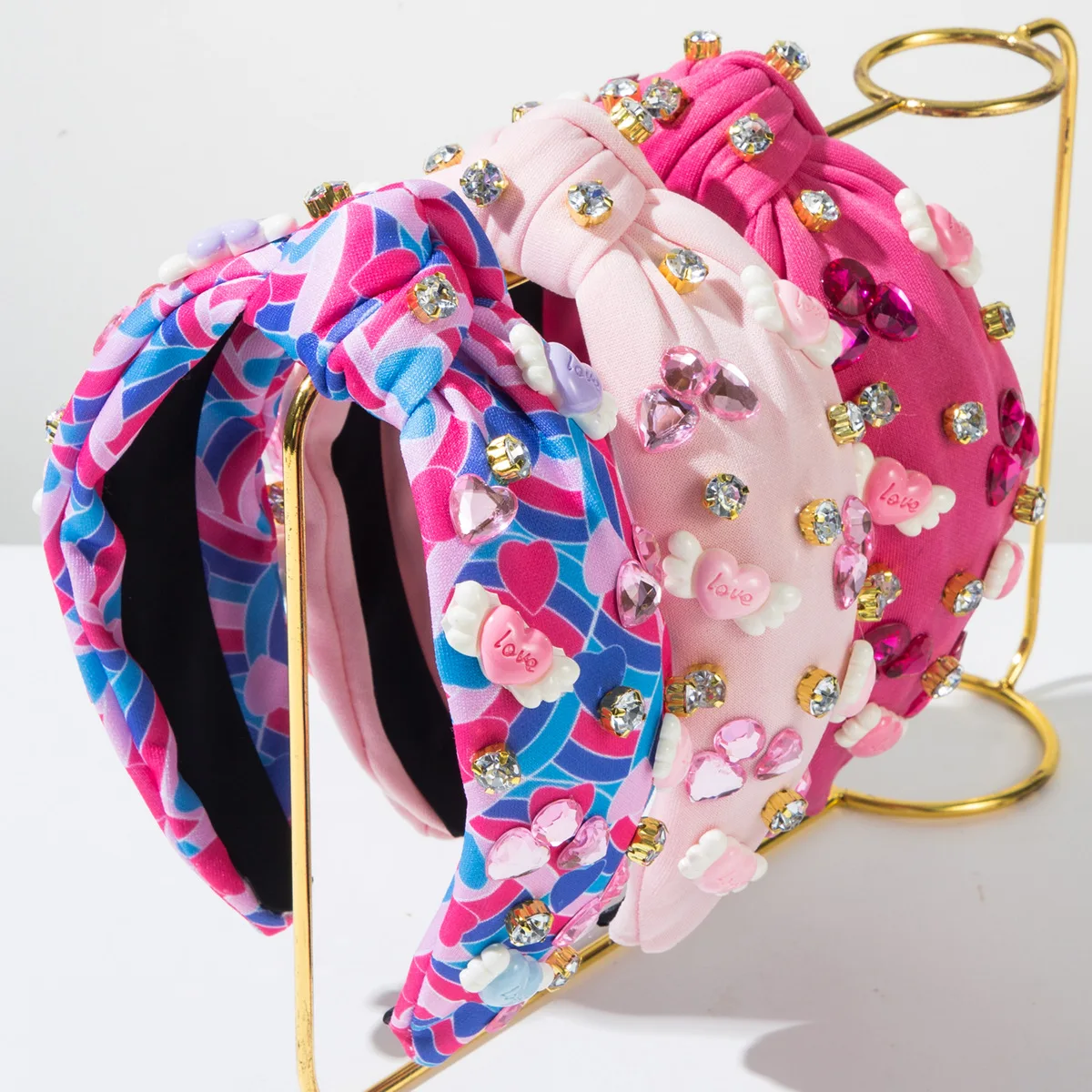 

New Valentine's Day Diamond-encrusted Angel Wings Heart Letter Headband Sweet Cute Holiday Hair Accessory