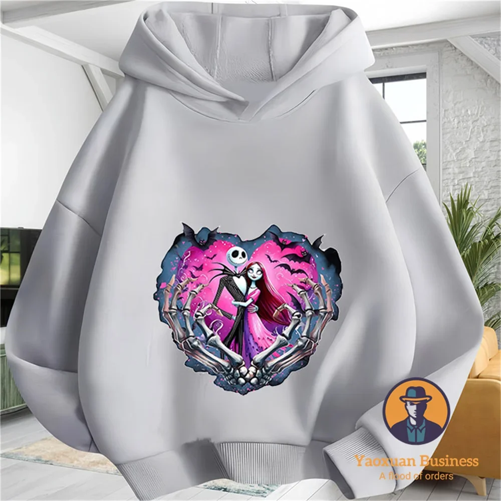 2025 للأولاد والبنات الكابوس قبل عيد الميلاد مبطن بالصوف هوديي شبح طباعة الشتاء يندبروف