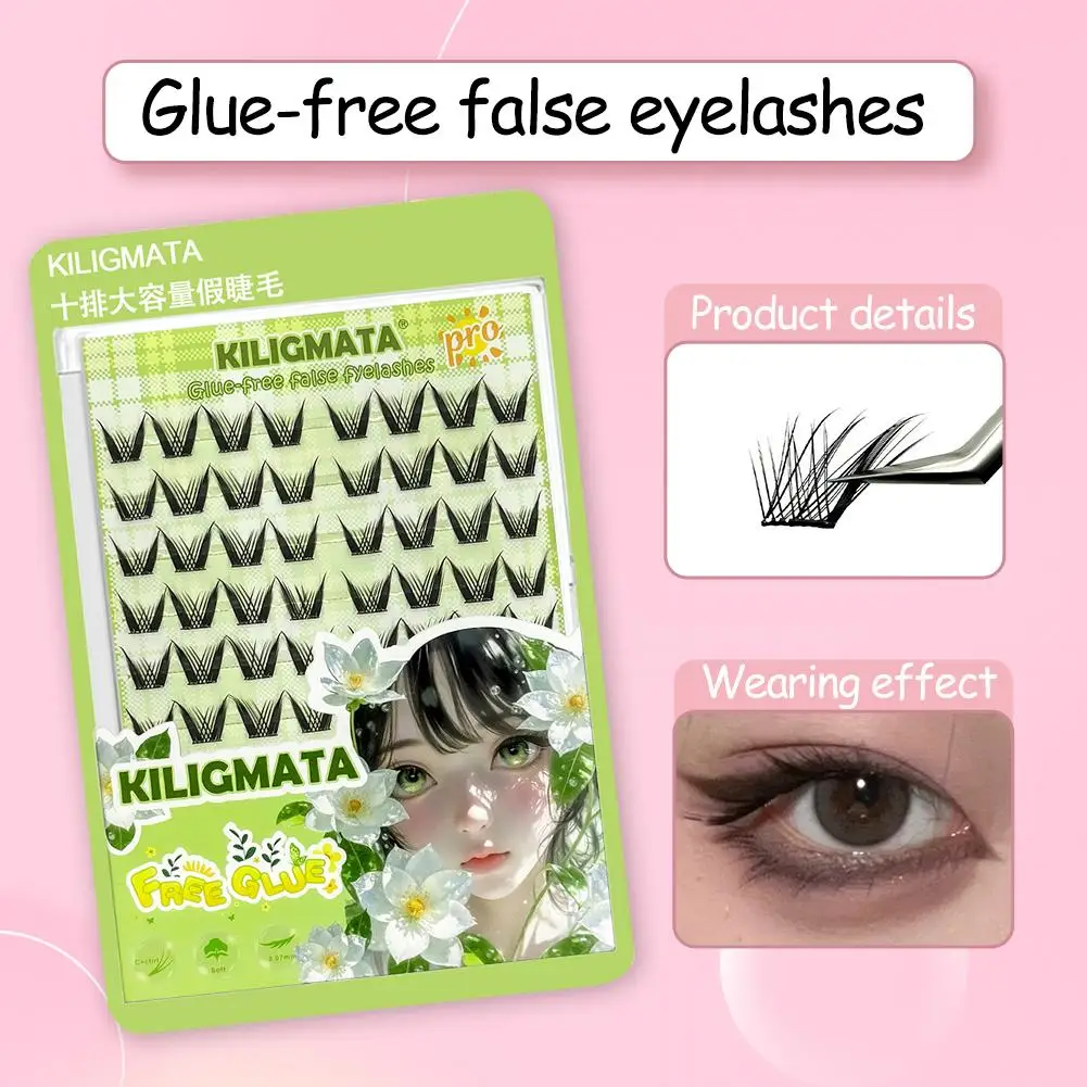 Natural 10 Rows of Large Capacity Glue-free False Eyelashes 6 Styles Self-adhesive Sunflower Natural Curling Upper Eyelashes