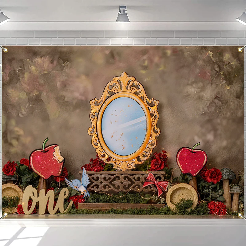 

LS Jungle Princess Backdrops Cake Smash Child Baby Photo Studio Props Adult Family Decors Magic Mirror Photography Backgrounds