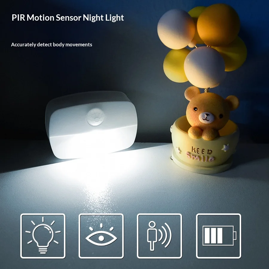 Motion Sensor LED Night Light, EU/US Plug, 3 Modes, Human Induction, Emergency Lighting for Room, Kitchen, Hallway