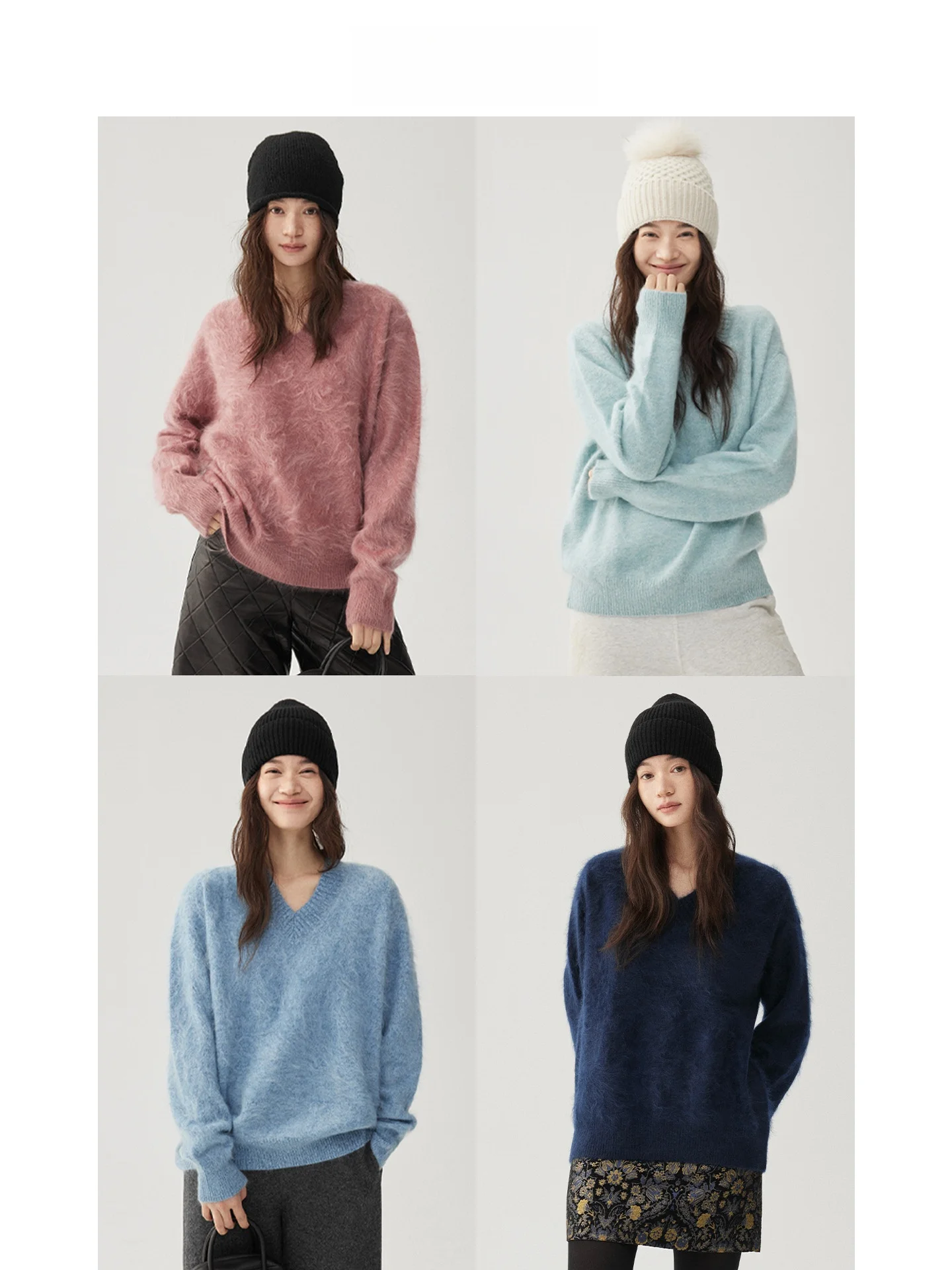 

Mincollection Camere Knitted V-Ne Pullover High Weight Fce Sl One-Piece Casual Sle Women's Autumn Winter Sweater