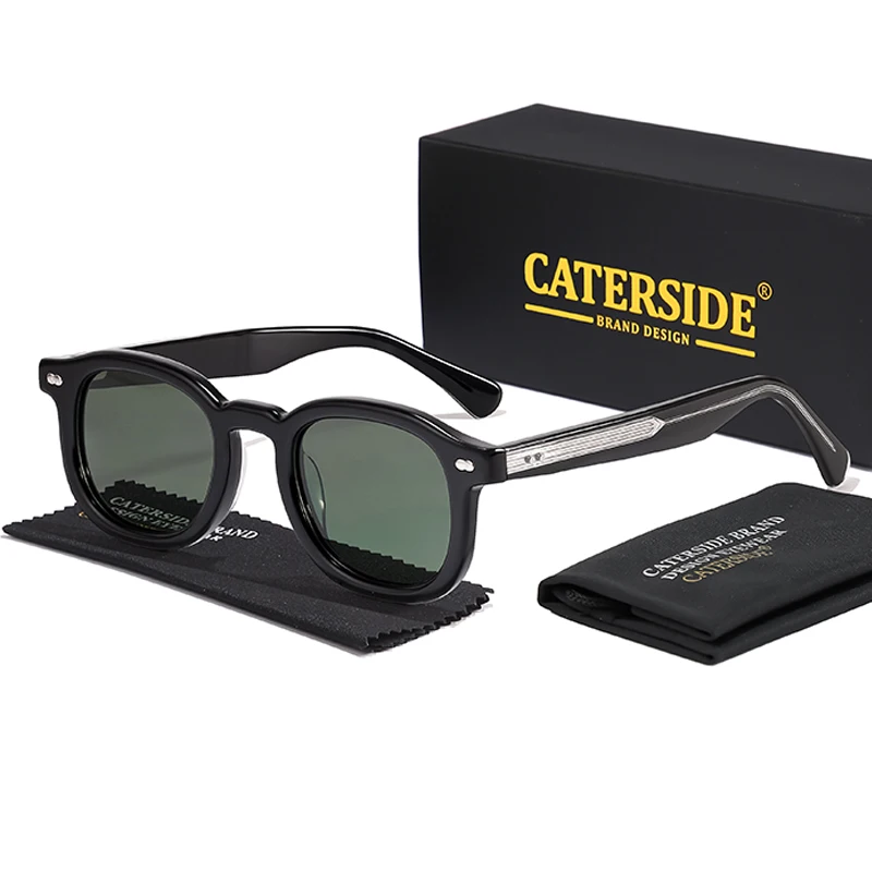 

CATERSIDE Vintage Acetate Round Frame Men Sunglasses Small Frame High-Quality Sun Glasses Women Parties Travel Outdoor Glasses
