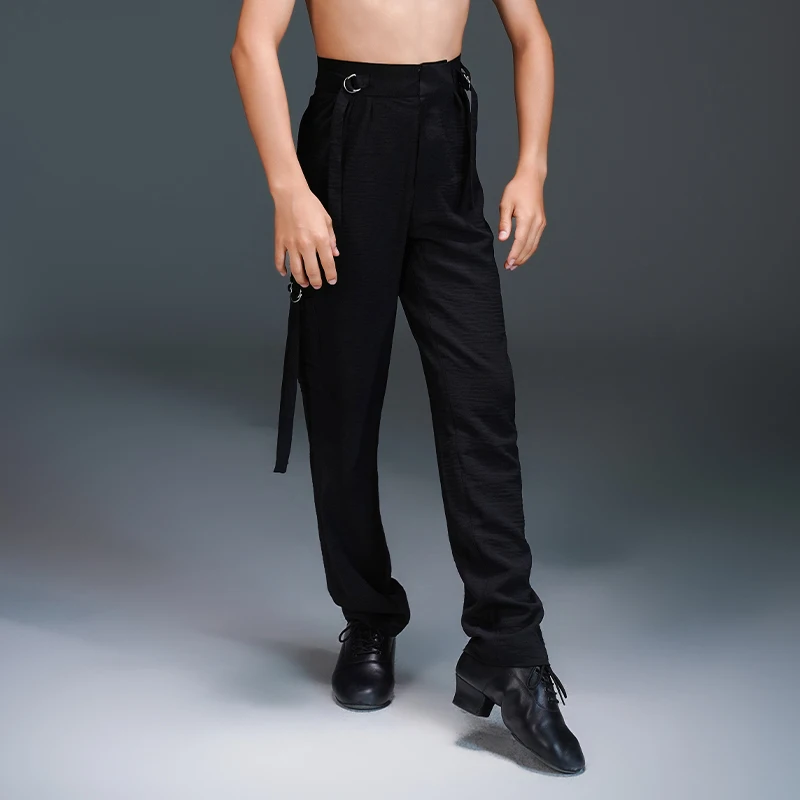 

Children'S Salsa Ballroom Dance Clothes Boys Black Latin Dance Pants High Waist Modern Dancing Trousers Training Wear SL14595