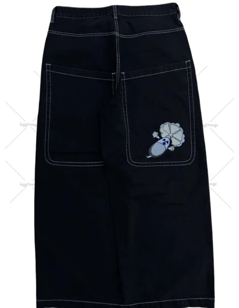 

New Harajuku Casual Retro Hip-hop Trendy Oversized Washing Jeans Men Y2K High Street Rock Gothic Punk Loose Wide-leg Pants Women