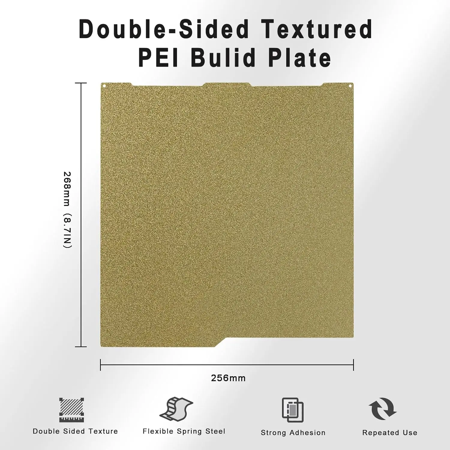 Kobra 3 Druckplatte PEI-Blatt 256x268mm Doppelseitig Strukturiert Flexibler Federstahl Einfache Modellentfernung für Anycubic Kobra 3 V2 – Detail 2