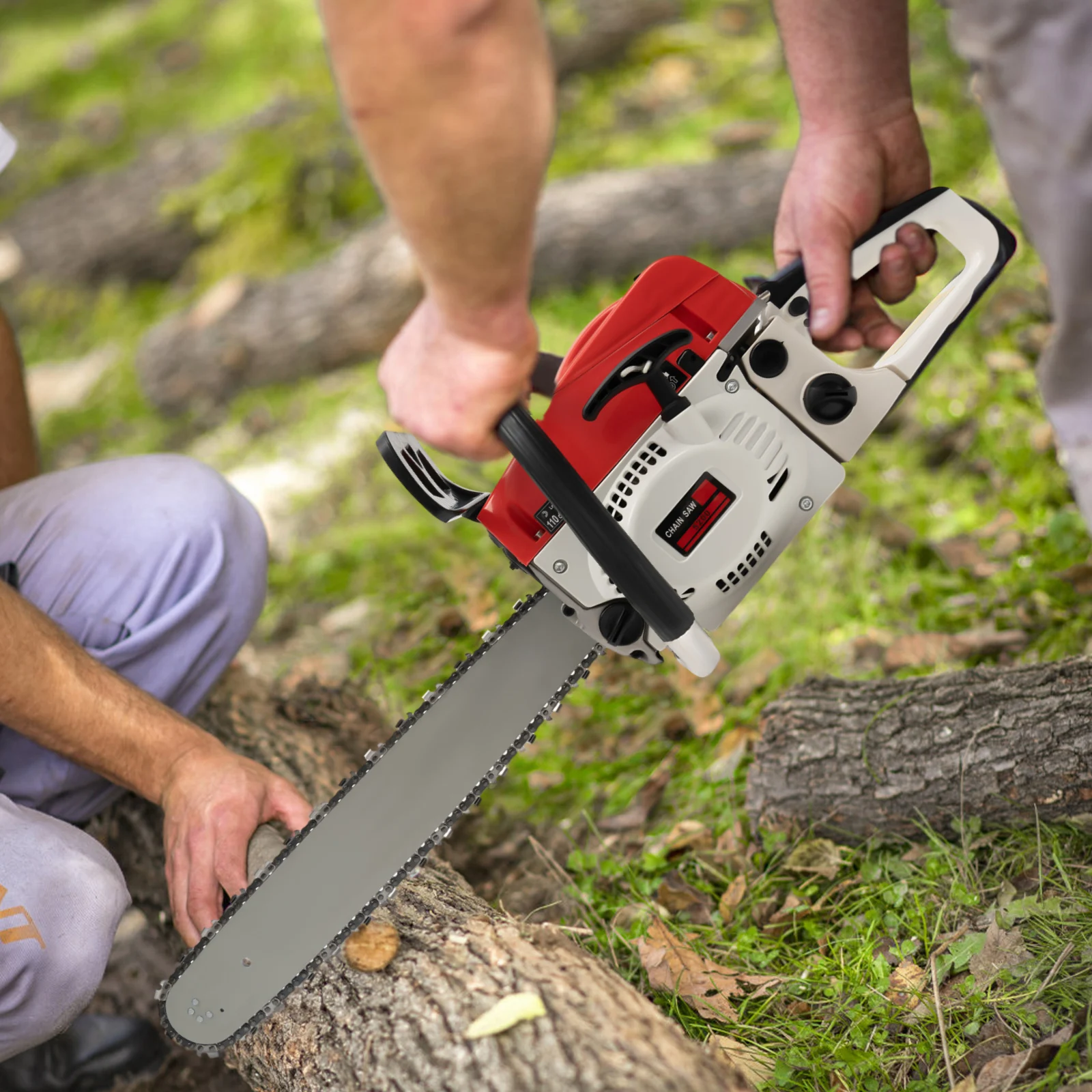 20'' 2-Takt 52cc Benzin-Kettensäge Einzylinder luftgekühlt Geeignet zum Schneiden von Holz, Astschneiden, Gartenarbeit