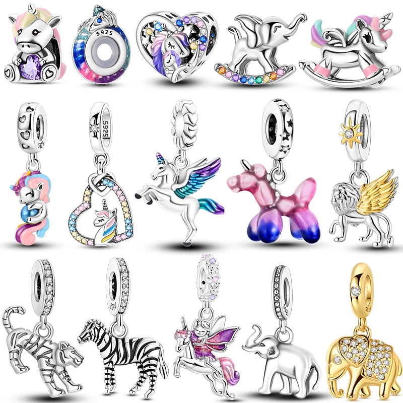 

Hot Majestic Unicorn 925 Sterling Silver Cloud Rainbow Unicorn Shining Dreamy Charm Original Fits Women DIY Jewelry Girl Charms