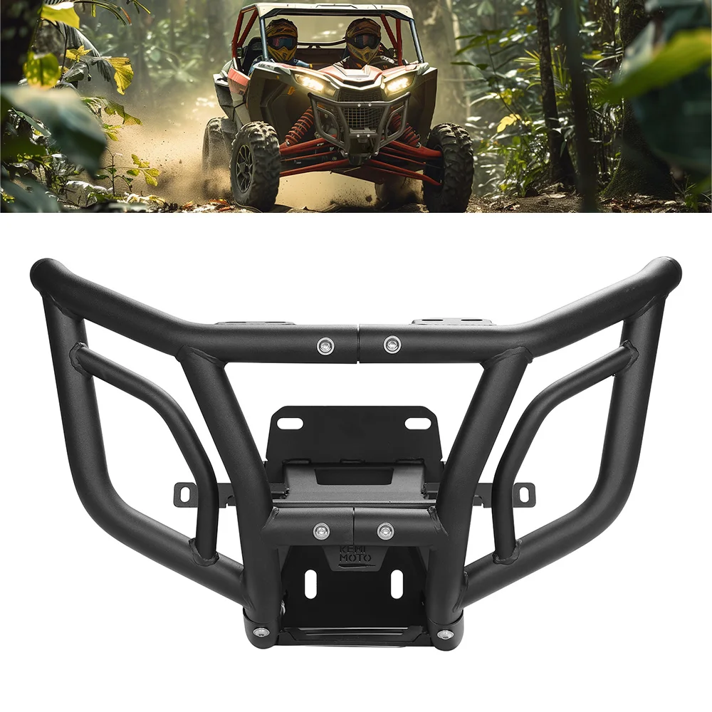 Black Metal Front Bumper 715002878 For Can-am Maverick X3 Max R RR 4x4 XDS XRS DS RS Turbo DPS 900 HO w/ Spotlight Mount