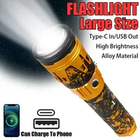 Powerful LED Flashlight Super Bright Spotlight Power Display Long Range Zoomable Torch Outdoor Emergency Tactical Search Lantern