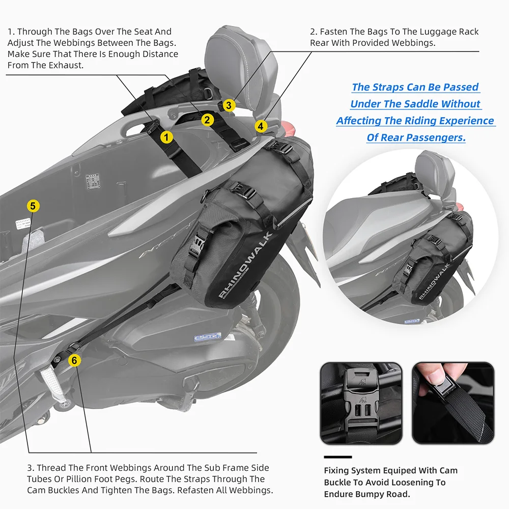وحيد القرن دراجة نارية الجانب حقيبة مقاوم للماء 18L/28L/48L السرج السلة العالمي السفر حقيبة تخزين الأمتعة دراجة نارية الملحقات