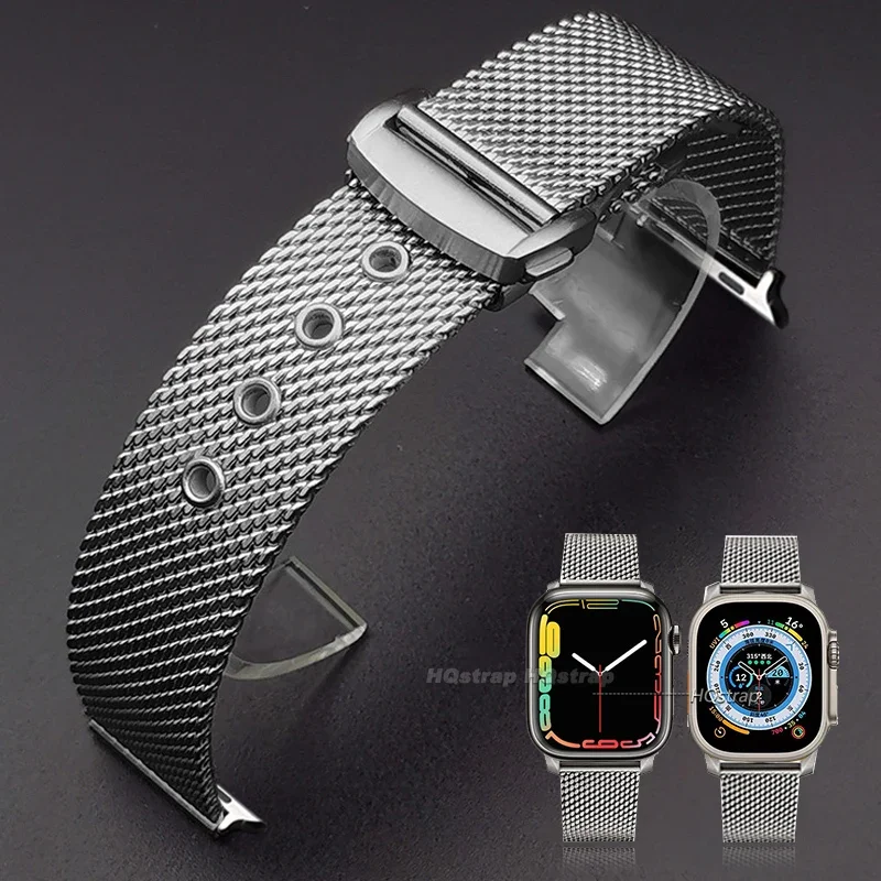 Mailänder Stahl armband für Apple Uhren armband 45mm 44mm 42mm 49mm Armband für iwatch Serie 9 8 7 se 6 5 4 40mm 41mm Uhren armbänder